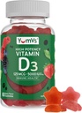 YUM- V Vitamin D3 Gummies 5000 IE 125mcg D3 Gummies - Support immunforsvar, Stærk Bone Health - Non- GMO, Gluten- Free, Dairy- Free, Vitamin D Gummy (60 Greve)