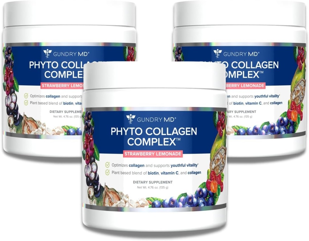 Gundry MD Phyto Collagen Complex, Strength Supporting Multivitamin Powder Supplement with Vitamin C, Amino Acids, and Polyphenols - Strawberry Lemonade (3)