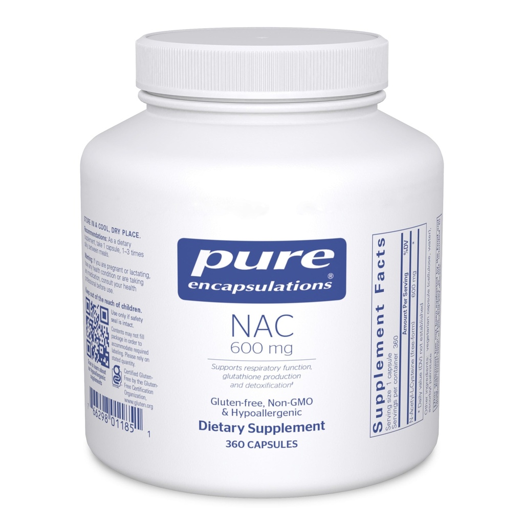 Ren indkapsling NAC 600 mg - N- Acetyl Cysteine NAC supplement til lung sundhed & immunforsvar, leverstøtte & antioxidanter * - med Freeform N- Acetyl- L- Cystein - 360 kapsler