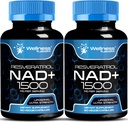 WELLENess LASSRX NAD Supplement, 1500mg - Liposomal NAD + Supplement med Resveratrol, NAD Plus Boosting - Support Cellular Health, Stamina & Sund Aging - Ultra Strength Capsules, USA Made - 2 Pack