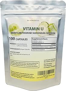 U-vitamin, methylmethionin Sulfoniumchlorid 500 mg, 100 Vegankapsler, Sølv