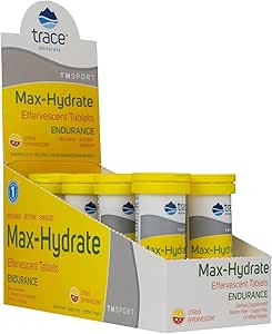 Trace Minerals Max- Hydrate Endurance - Daily Energy Support - Elektrolyte supplement til støtte mod muskelkramper - Support til støtte Hydration - Citrus, 10 Tabs (80 Servere)