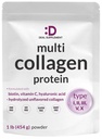 Multi Collagen Protein Powder, 1Lb - Type I, II, III, V, X Collagen Peptider med Biotin 10000mcg, C-vitamin & hyaluronsyre - Unflavored - Keto & Paleo Friendly, Great for Hår, Hud, Nails & Joints
