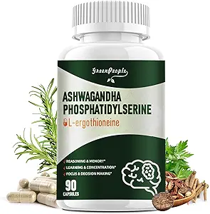 GREENPEOPLE L- Ergothioneine 25MG Complex Capsules - 90 CT 9 in1 Brain Supplement med Ashwagandha & Phosphatidylserin for Reasoning & Memory / Learning & Concentration / Focus