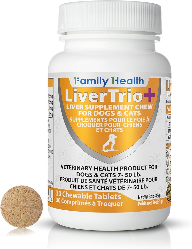 Omfattende leversupporttillæg til mindre hunde. Smagsfulde tyggetabletter Kombinerer samme, SPC, Silybin A + B, + Glutathion 30Ct (small - Medium)