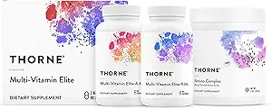 THORNE - Multi- Vitamin Elite AM & PM (180 kapsler) & Amino Complex (Berry, 8 Oz) Bundle - understøtter energiproduktion & atletisk ydeevne - Gluten, Dairy & Soy- Free