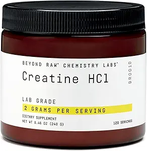 BEYOND RAW Science-Backed Creatine HCl Powder, Lab Grade, for Muscle Strength and Growth, Energy Production, Athletic Performance, Cognitive Support, Cellular Hydration, 120 Servings