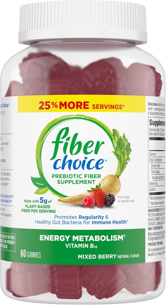 Fiber Choice 5g Gummies, Blandet Berry, 60ct; Udgået af producenten