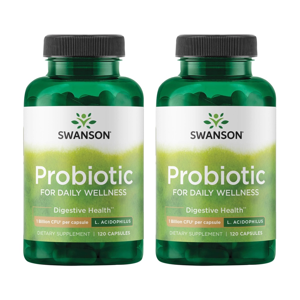 Swanson Probiotic - fordøjelsessygdomme supplement w / 1 Billion CFU per kapsel - Natural Formel Supporting tarmregularity & Daily Wellness - (120 Kapsler) (2 Pack)