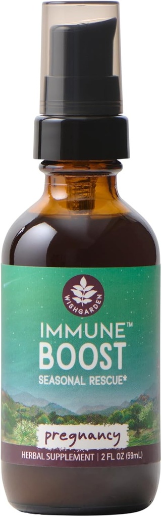 WishGarden Herbs Immun Boost til graviditet - Plant- Based Herbal Immun Support w / Echinacea, Immun Boost Tinktur til gravide & Postpartum Moms, Gravide-Safe Immunsystem Support, 2oz