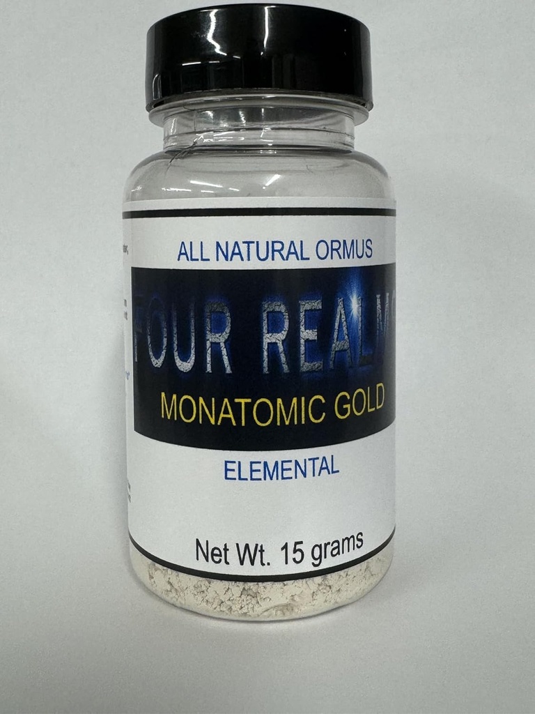 Four Realms Monatomic Gold Monoatomic Elixir 15 Grams - Ormus - Orme, Kolloid - Zero Salt eller Fillers