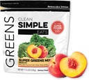 Clean Simple Eats Super Green Powder, Naturlig Flavored Green Powder med Chlorella, Spirulina, Superfoods & Prebiotic Fiber, Ingen kunstige ingredienser, Gluten Free, Peachy Green Flavor, 30 Srvgs