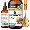 BIO KRAUTER 6 Svampe Supplement 6-in-1 - Lions Mane, Shiitake, Tyrkiet Hale, Cordyceps, Reishi & Chaga Liquid Extract - Svampe Complex Tincture - Vegan Drops 4 Fl.Oz.