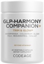 Codeage GLP- Harmony Companion + Supplement - GLP-1 Agonist Support - Lions Mane, Pea, Colostrum, Shilajit, Akkermansia, Ældre, Citrus Bioflavonoider, Broccoli, Resveratrol - Non-GMO - 60 Kapsler