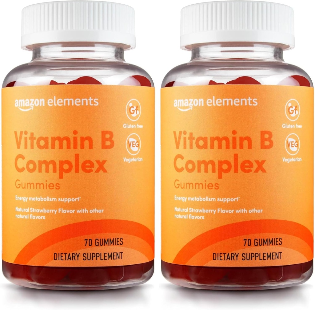 Elementer - B- Complex, Understøtter Immunation og Normal Energy Metabolisme, 70 Gummies, 70- Day Supply, Vegan, Voksen, Non- GMO (Tidligere Revly) (Pack of 2)