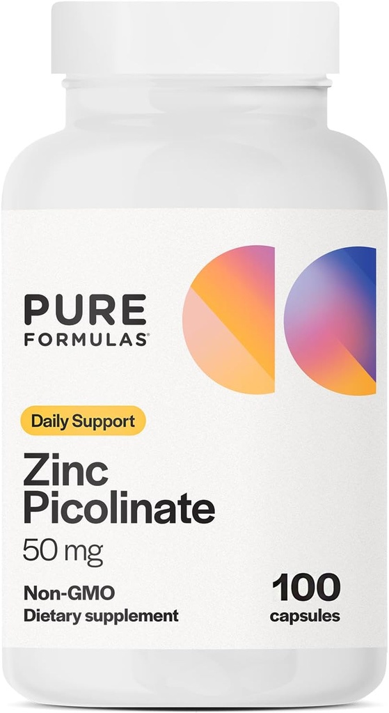 PureFormulas Zink Picolinate 50 mg - Immunitet & Hormonum Support - Biotilgængelig 50 mg Zink supplement 100 kapsler