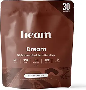 Beam Dream Sleep Powder, L- Theanin, Apigenin, Reishi og Magnesium, Tredjeparts testet Natural Sleep Aid & Sleep Supplement for Deep Sleep, Afslapning og Inddrivelse, Natural Sleep Support, 30 Serveringer