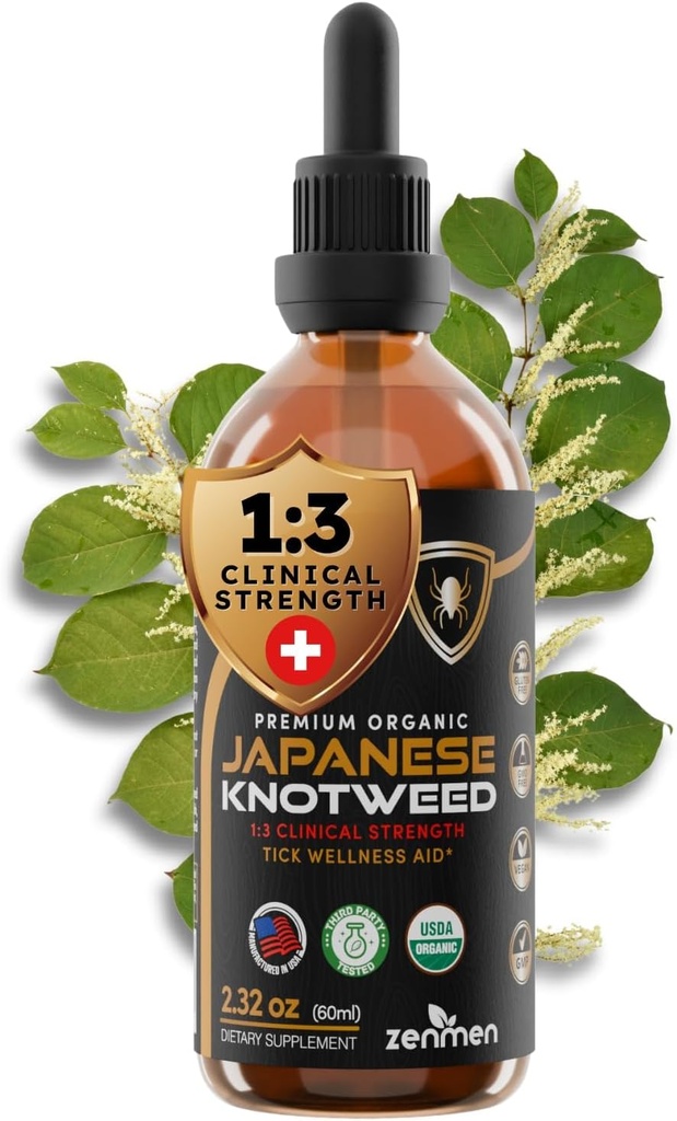 Zenmen Japansk Knotweed Premium Resveratrol USDA 3. part Testet Tinktur 60ml / 2.32 Oz - 1: 3 Klinisk styrke Ratio - Tik Wellness Support og immunforsvar Supplement - Made in USA