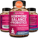 Hormonbalance + Probiotika til Women- Natural Menopause Relief, Weight Management, Bloating, Hot Flashs, PMS Note 124; Organic Maca, Chasteberry, Dong Quai & Black Cohosh
