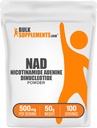 BulkSupplements.com NAD Powder - Nicotinamid Adenine Dinucleotid, NAD Supplement 500mg - til energistøtte, Pure & Gluten Free, 500mg per servering, 50g (1,8 oz) (pakke med 1)