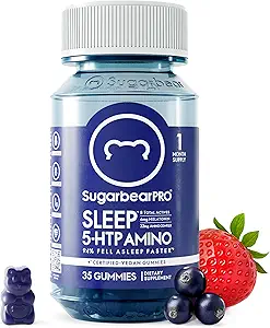 SugarBearPro Sleep Gummy 1 Month Supply, Extra Strength Melatonin 6mg, for Men & Women, Vegan Vitamin B6, L-Theanine, 5 HTP, Valerian, Sleep Aid for Adults & Teens, Certified Kosher
