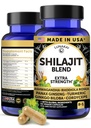 Lunakai USA Lavet Pure Shilajit kapsler med Ashwagandha, Rhodiola & Cordyceps - Ekstra styrke Shilajit Uddrag for mænd og kvinder, 60ct