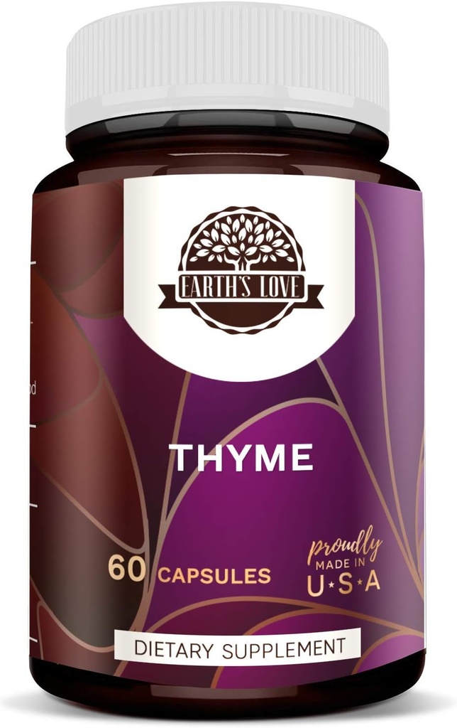 HerbEra Earth 's Love - Timian 60 Kapsler, High Potency Kapsler 400 mg, Lavet med Timian (Thymus Vulgaris) og Vegetabilske Kapsler Tørret Leaf (60 Kapsler)