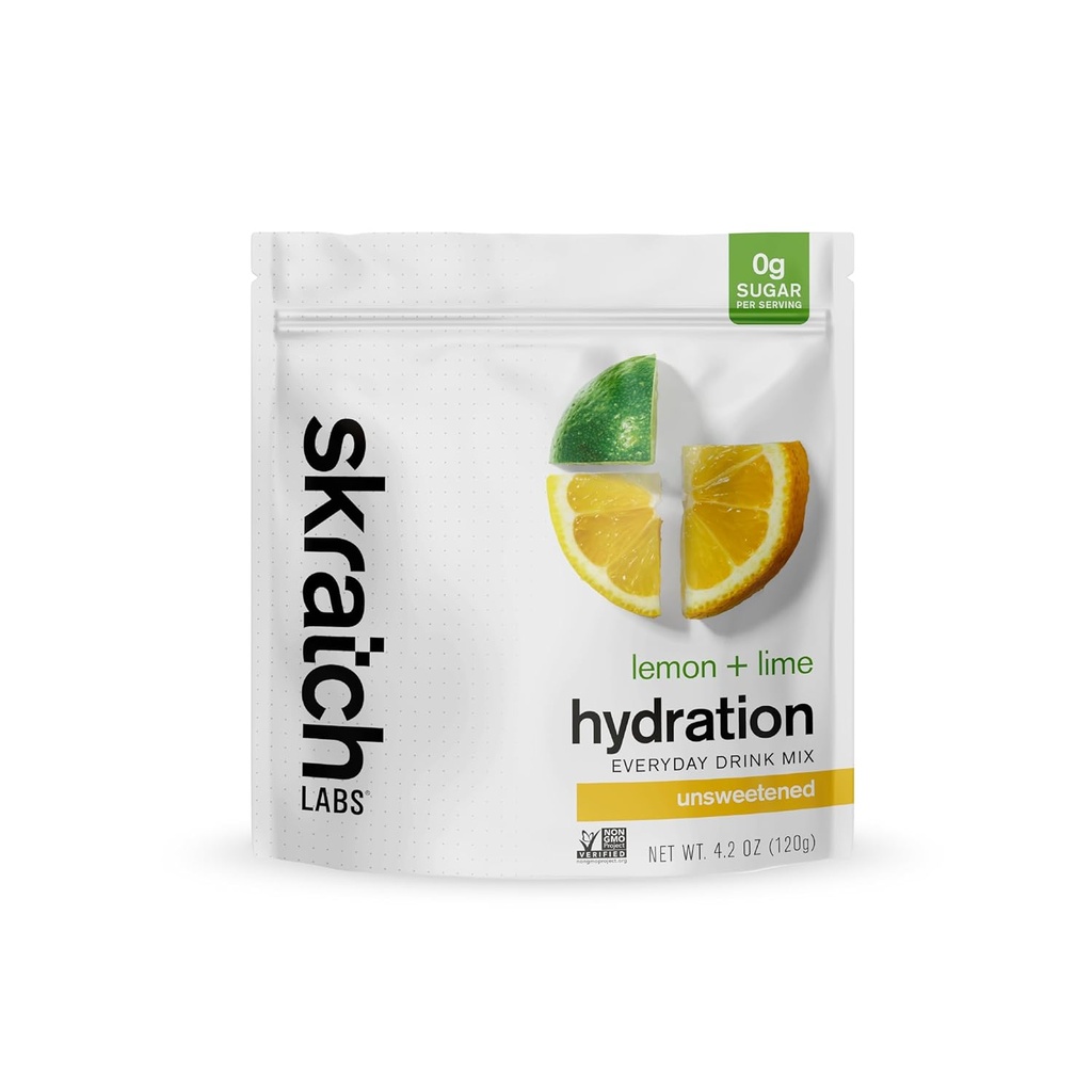 Skrattch Labs Unsweeted Electrolyte Powder - Everyday Hydration - Sport Drink Mix - Sugar Free - Electrolytes Booster - Lemon + Lime - 30 Servere - Keto, Paleo, Vegan, Non- GMO