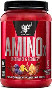 BSN Amino X Muscle Recovery & Endurance Powder med BCAAs, 10 Bedste Aminosyrer, Keto Friendly, Koffein Free, Support Endurance, Zero Sugar, Fruit Punch, 70 portioner (Packaging May Vary)