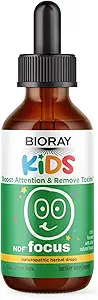 BIORAY Kids NDF Focus, Citrus - 2 fl oz - Understøtter kognitiv funktion, forbedrer Klarhed & fremmer Steady Energy Nivels - Non- GMO, Vegetar, Gluten Free - 1-2 Måned Supply