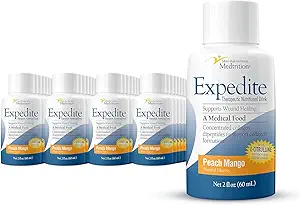 Medtrition Expedite Liquid Collagen, Peach Mango, 2 Fl Oz, Pack of 48 - Nutrition Support for General, Orthopedic & Cosmetic Surgery Recovery