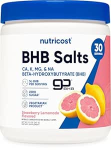Nutricost BHB Salts Drink Mix (30 Servering, Jordbær Lemonade Flavored) (5G BHB Per Servering) - 0G Total sukkerarter, Vegetarisk Produkt