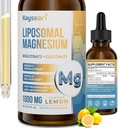 High Strength Liposomal Magnesium Drops, Let Absorberet Chelated Forms of Magnesium Bisglycinate and Magnesium Gluconate, 60ML Lemon Flavored Liquid Drops