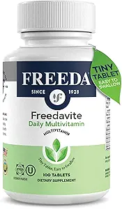 Freedavite Tiny Tablet - Moderate Multivitamin for mænd og kvinder - Vitamin A, C, D, E, B1, B2, B6, B12, Biotin, Calcium, Zink, Jern, Magnesium, Mangan, Kobber, Selen, Jod - 100 Greve