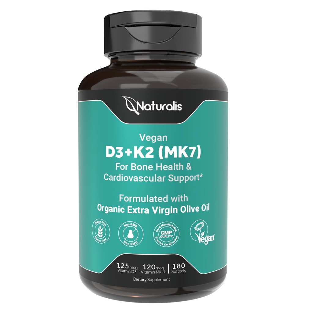 Naturalis Vegan Vitamin D3 + K2 med ekstra Virgin Olivenolie