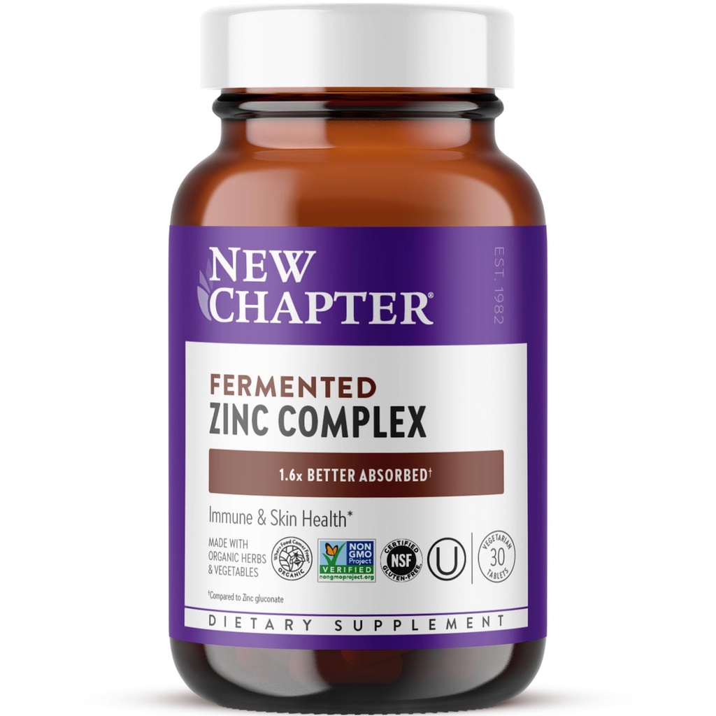 Nyt kapitel Zink supplement, Gæret Zink Complex, One Daily for immunforsvar + hud sundhed, Mineral- Balancing Formel Rich i kobber, Let at synke & Systematisk, 30 Greve (1 måned Tilgang)