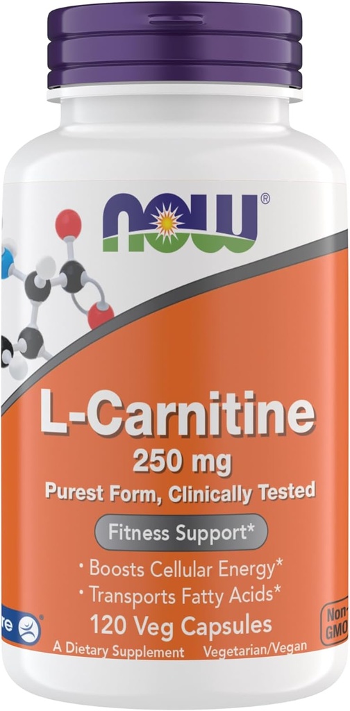 Nu Kosttilskud, L- Carnitin 250 mg, Pure Form *, Aminosyre *, Fitness Support *, Metabolic Support 120 Vegetariske Kapsler, Gluten Free, Vegan, Kosher, Non- GMO