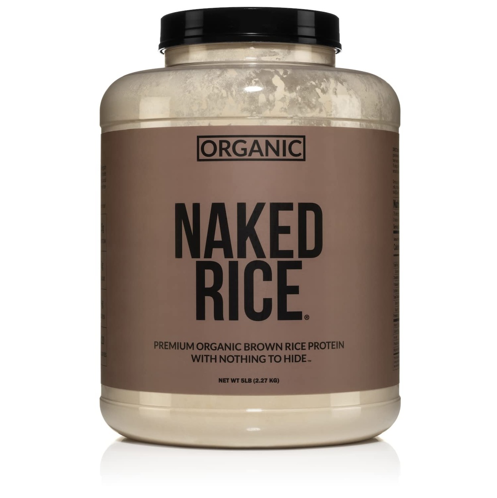 Nøgen ris - Økologisk brun ris protein pulver - Vegansk protein pulver - 5Lb Bulk, GMO fri, Gluten fri & soja fri. Plantbaseret protein, ingen kunstige ingredienser - 76 Servering