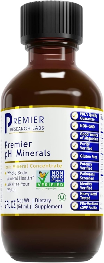 Premier Research Labs Premier pH Minerals - Trace Minerals, Trace Mineral Drops, Minerals for Water, Magnesium supplement til destilleret vand, omvendt osmose vand, flydende koncentrat - 2 fl oz