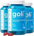 Goli Ashwagandha & Vitamin D Gummy - 180 Count - Mixed Berry, KSM-66, Vegan, Plant Based, Non-GMO, Gluten-Free & Gelatin Free Relax. Restore. Unwind, Pack of 3