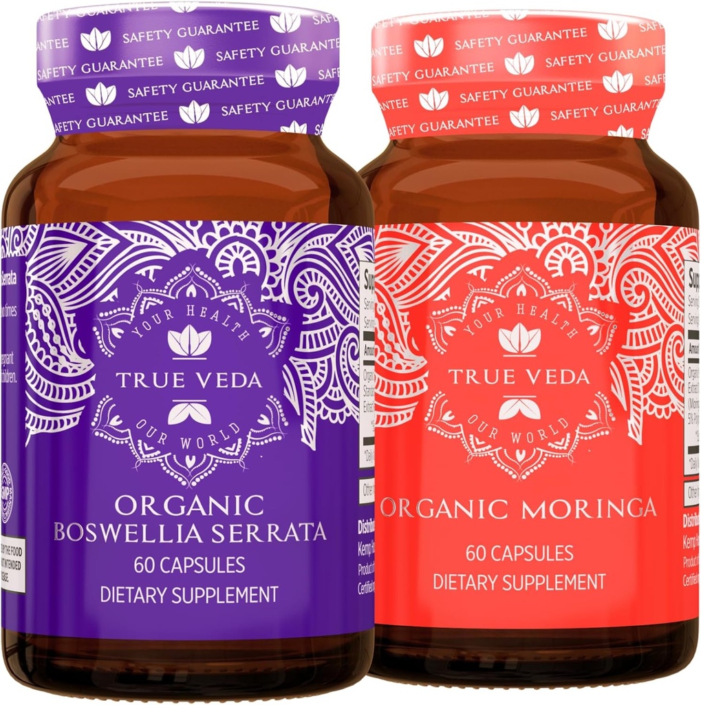 True Veda Boost Bundle USDA Organic | Multi-Award-Winning | Boswellia Serrata | Moringa Capsules