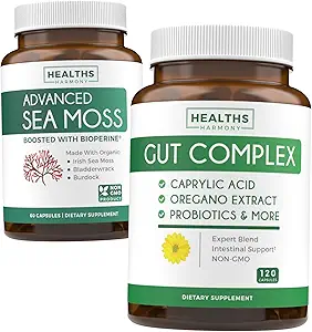 Bundle of Gut Complex & Irish Sea Moss - Inner Thrive Combo - Gut Complex med Capstacid & Irish Sea Moss Capsules - Raw Vegan Supplement med BioPerine (non-GMO & økologisk) - 60 Kapsler