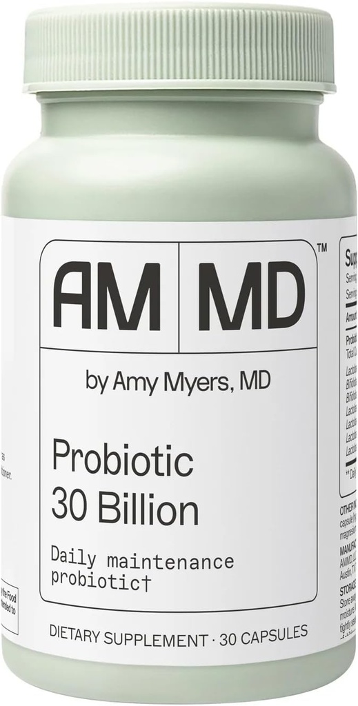 Amy Myers MD Probiotics 30 Millioner CFU - Understøtter fordøjelsessygdomme, Gut Microbiome & immunfunktion - 14 Staints - Dairy- Free, Gluten- Free - 30 Kapsler (30 Servere)