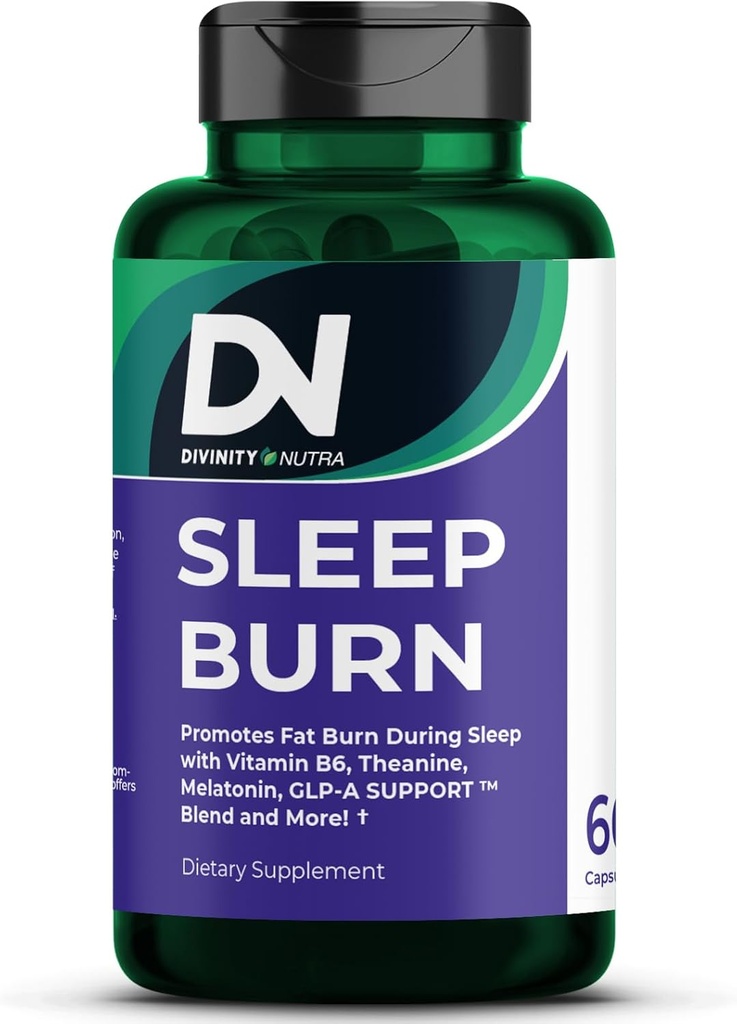 Søvn Burn Night Time Fat Burner, Night Shred Fat Burner og Natural Sleep Support til mænd og kvinder, Metabolisme Booster med vitamin B6, L- Theanine Melatonin Astragalus Ceylon Cinnamon Berberine 60ct