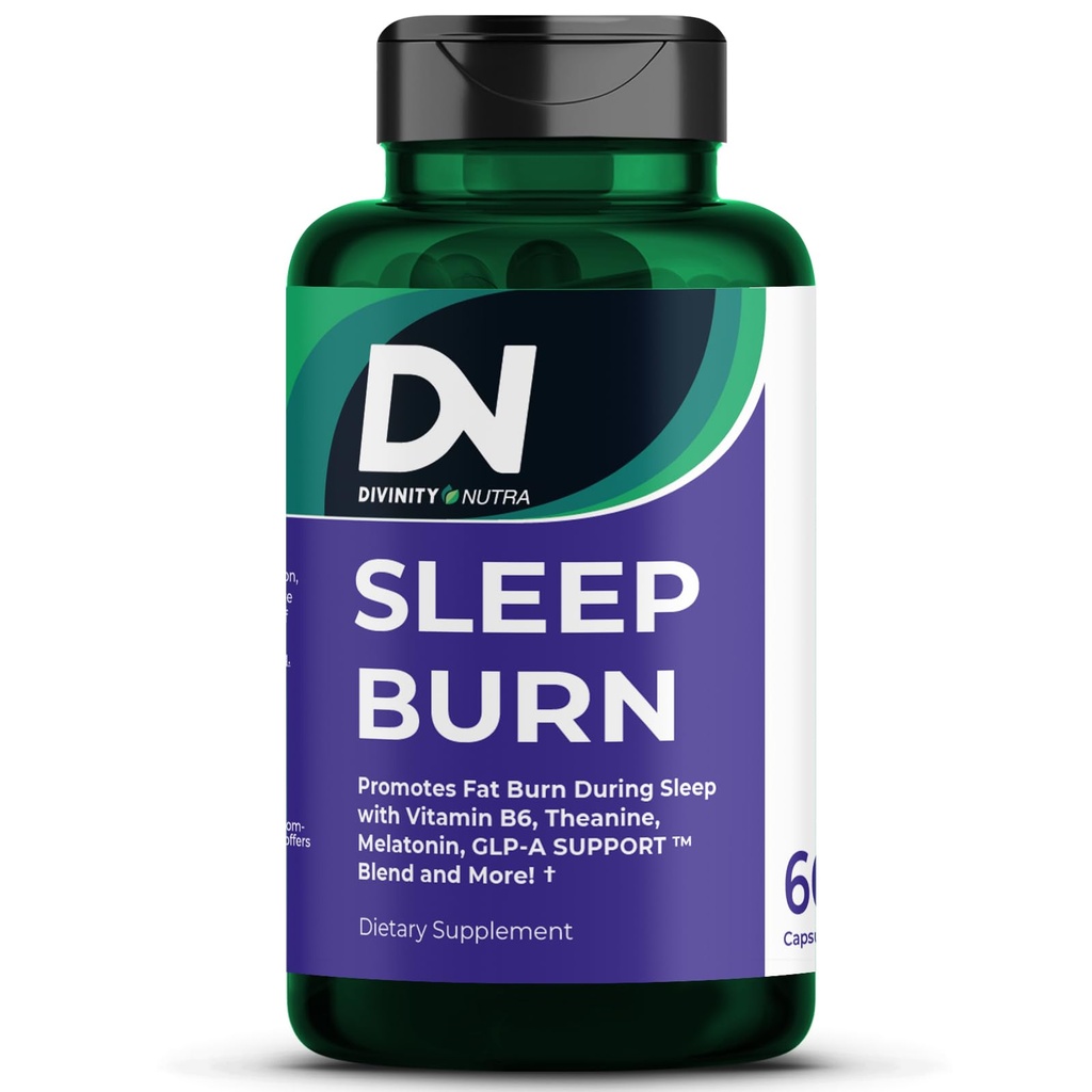 Søvn Burn Night Time Fat Burner, Night Shred Fat Burner og Natural Sleep Support til mænd og kvinder, Metabolisme Booster med vitamin B6, L- Theanine Melatonin Astragalus Ceylon Cinnamon Berberine 60ct