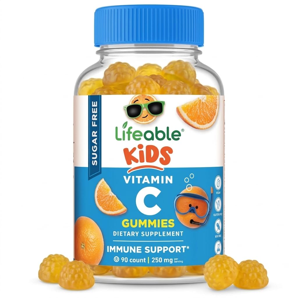 Lifeable Sugar Free Vitamin C for børn - 250 mg - Great Tasting Natural Flavor Gummy Supplement - Vegetarisk GMO- Free Chewable Vitamin - for immunstøtte - for børn - 90 Gummies
