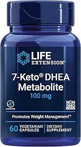 Life Extension 7-Keto DHEA Metabolit - Crank Up Your Fat- Burning Furnace - Non-GMO - Gluten- Free - 100 Mg - 60 Vegetariske Kapsler