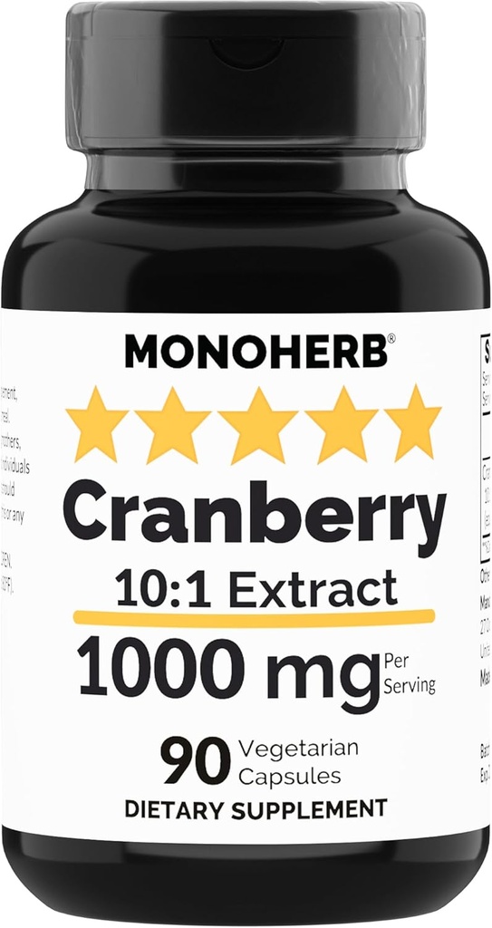 MONOHERB Tranebær Extract 1000 mg - 90 Vegetariske Kapsler