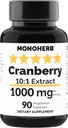 MONOHERB Tranebær Extract 1000 mg - 90 Vegetariske Kapsler