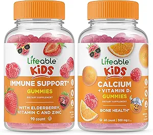 Lifeable immunsupport Kids + Calcium med D-vitamin Kids, Gummies Bundle - Great Tasting, Vitamin Supplement, Gluten Free, GMO Free, Chewable Gummy